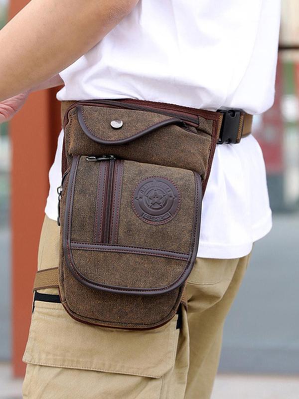 Men's Casual Solid Color Durable Zipper Belt Bag, Simple Solid Color Outdoor Sports Compact Phone Wallet Bag, Fashionable Versatile Sling Bag for Daily Use 2