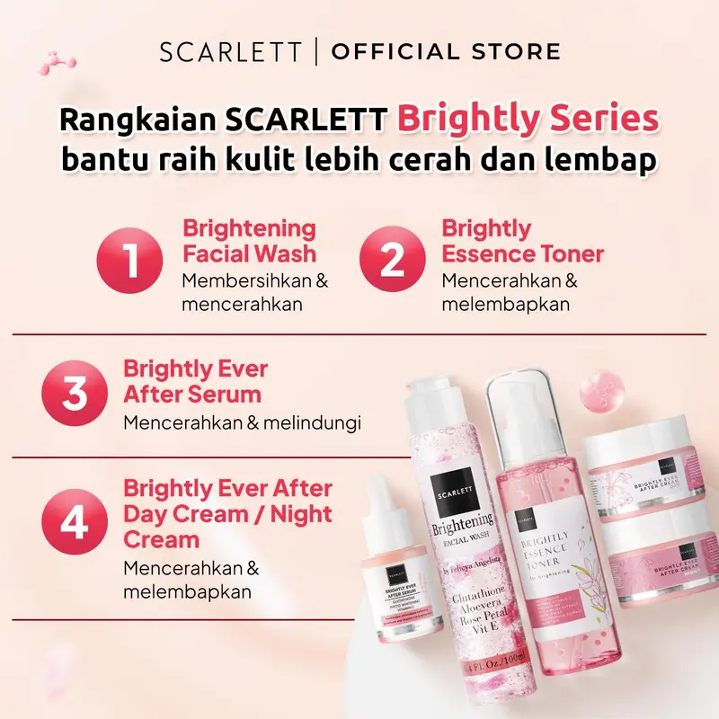 Scarlett Whitening Brightly Essence Toner Mencerahkan Wajah Extract Glutathione 2
