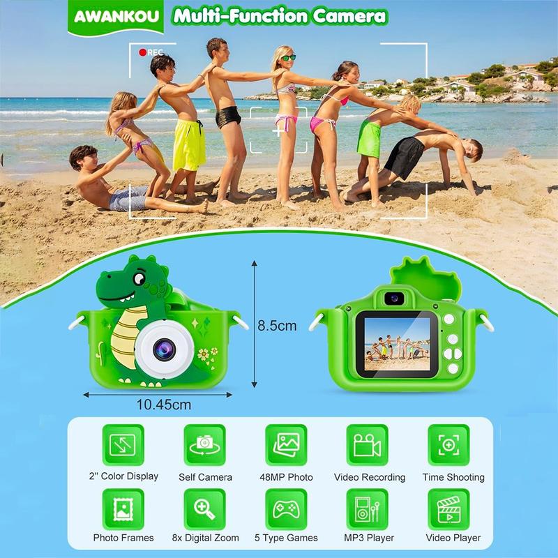 New HD 1080P 1080P Digital Camera 32GB Soft Silicone Case Toddler Camera Dinosaur Children Camera Toy for Kids 3