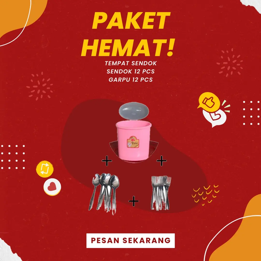 {PAKET HEMAT} Set Peralatan Makan - Tempat Sendok Dan Garpu + 1 Lusin Sendok + 1 Lusin Garpu
