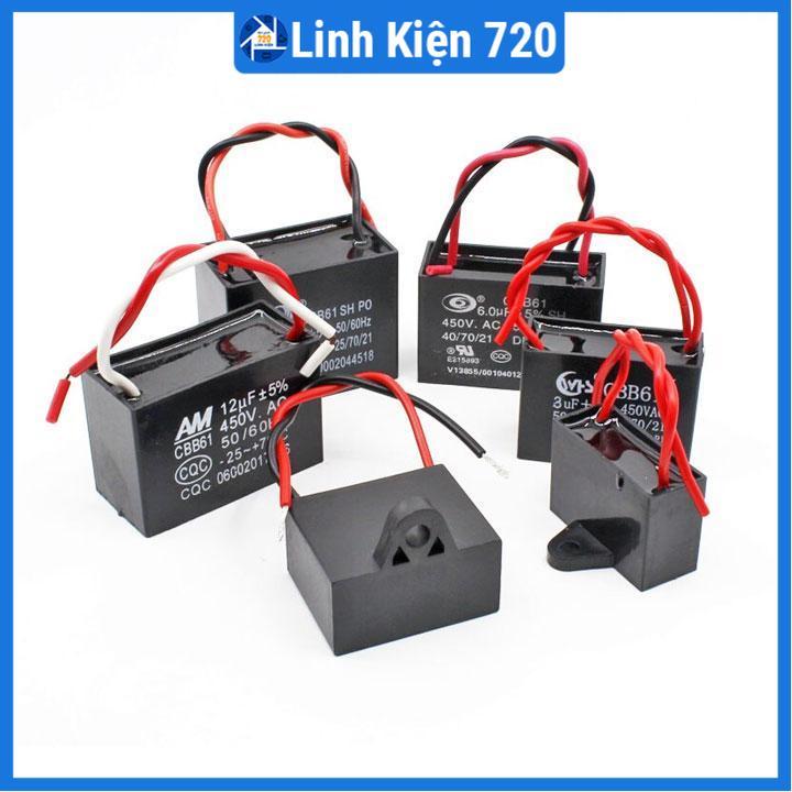 Tụ quạt 1uF/1.5uF/2uF/2.2uF/2.5uF/3uF/4uF/5uF/6uF điện áp 400V 50/60HZ 0