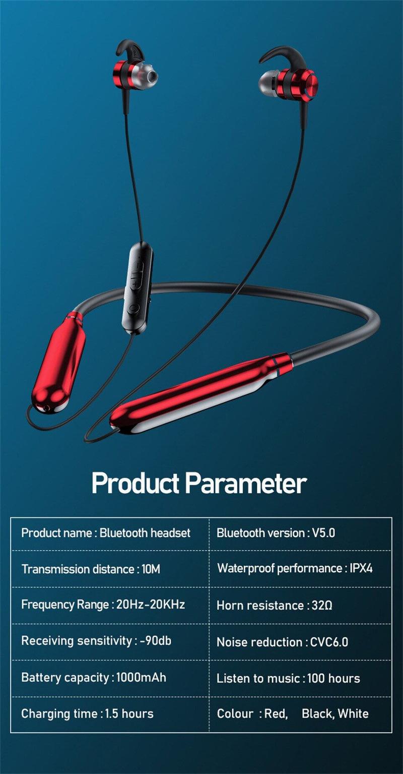 Product Introduction of Tai nghe không dây, ROR Chính Hãng, kiểu đeo cổ, có Bluetooth, có Micrô, Thích hợp cho thể thao, khử tiếng ồn, auriculares, Fone, thiết bị nghe nhạc Nhét Tai Earphone 33