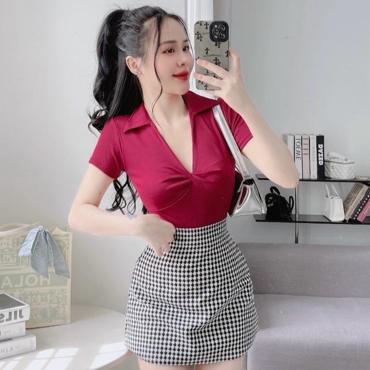 ÁO THUN XOẮN NGỰC , ÁO BIGSIZE TAY NGẮN CỔ V CHẤT TĂM LẠNH- ÁO CỔ BẺ SANG CHẢNH: 02 ( Full-size:40-90 kg ) Nữ Women Top Sơ Mi | BigBuy360 - bigbuy360.vn