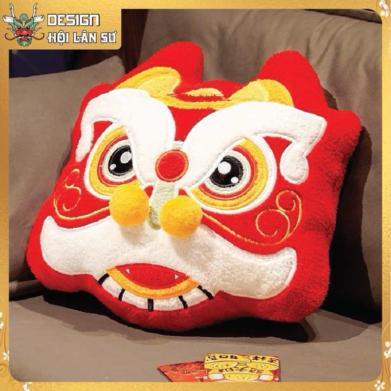 Gối ôm, tựa đầu hình đầu lân sư mang may mắn 0