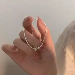 【HARMOTID】Gelang perak dengan manik-manik kecil berbentuk hati dirancang khusus untuk wanita menggunakan desain rantai ular