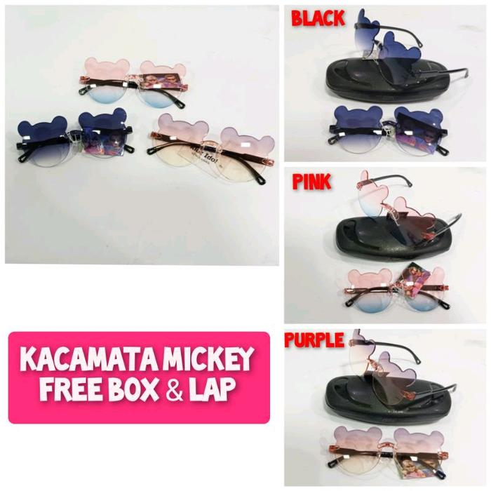Gambar Kacamata hitam anak perempuan sunglasses model mickey minnie hitam pink ungu keren lucu cantik dari Keinka deShop Kota Bandung Tokopedia