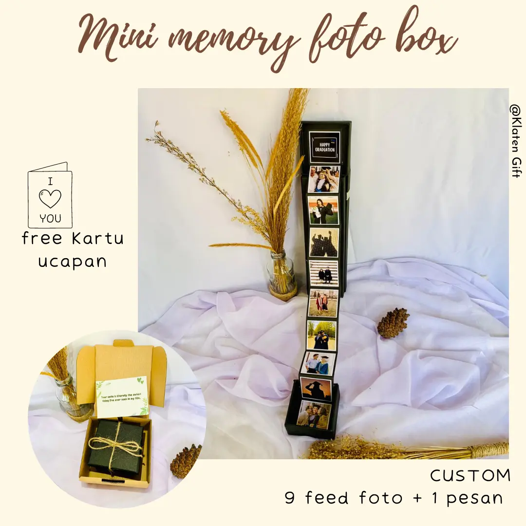 Mini Memory Foto Box 10 Kotak / Hadiah Wisuda / Kado Graduation / Kado untuk Cewek Cowok