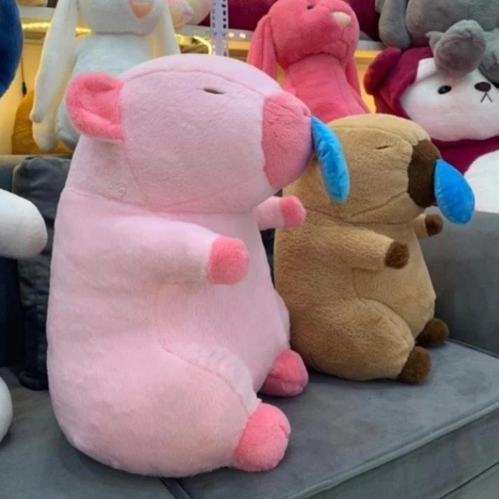 Gấu Bông Chuột Lang Nước Capybara (Mũi Liền) Mềm Mịn Dễ Thương kích thước 30 cm và 2 màu hồng ,nâu