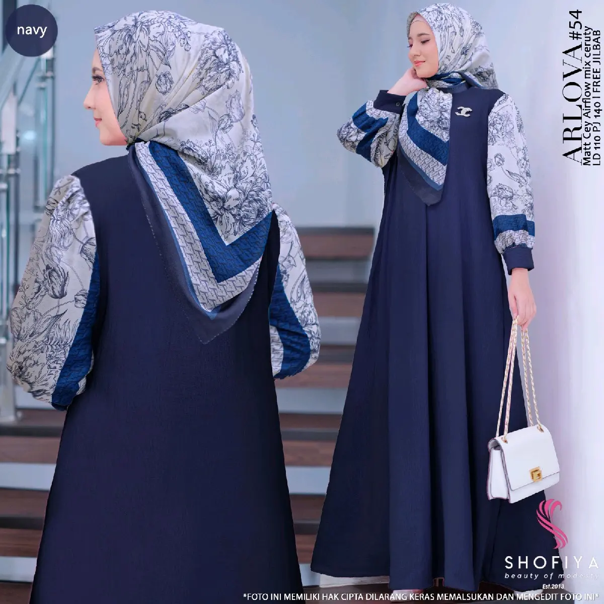 ARLOVA #54 Shofiya (READY STOCK) Airflow Dress Muslim Gamis Wanita