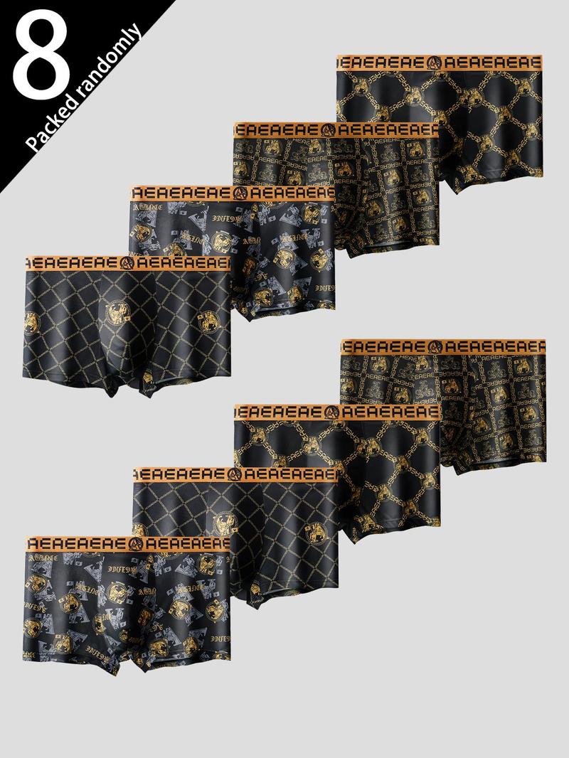 Product Introduction of Random Men's Geometric Print Boxer Brief, Casual Comfy Breathable Underwear for Daily Wear, Mens Underwear for All Seasons 1