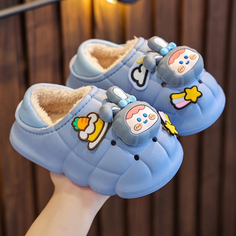 Dép lông, Dép sục lót lông cho bé chống thấm nước giữ ấm chân cho bé trai và bé gái #sục lỗ sticker Sandal