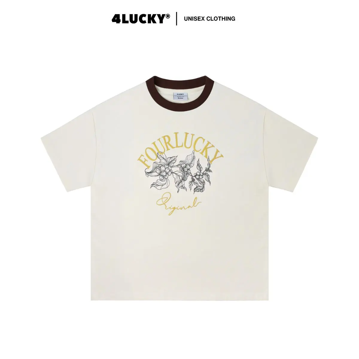 Áo T-Shirt Boxy Chữ Nổi "Four Lucky" Cổ Tròn - 6064 4LUCKY Nam Menswear