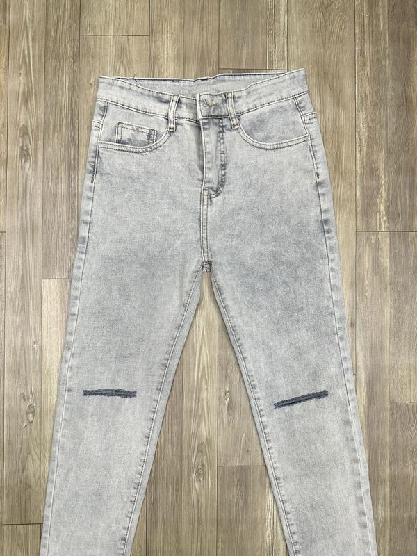 Quần jean nam dài co dãn màu bạc rách hai bên gối Menswear Pants 2