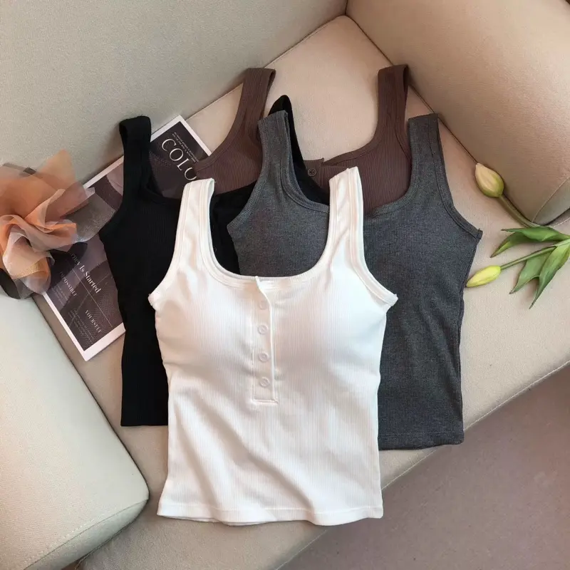 The Mila Look- Áo ba lỗ cài cúc trước có sẵn đệm mút dành cho nữ