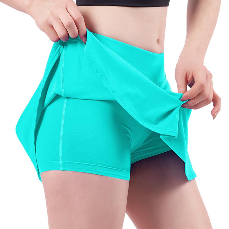 Product Introduction of Fake Two-Piece Nude Feel Yoga Culottes Women's Summer Quick-Drying Running Fitness Tennis Skirt Training Sports Short Pants 34