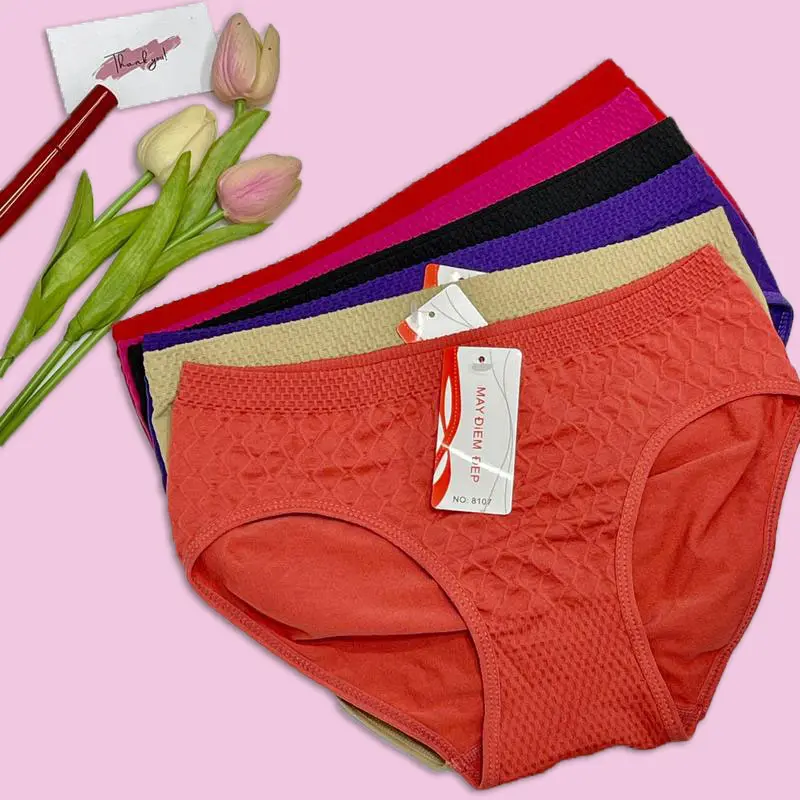 SET 10 Quần Lót Nữ Cotton Dệt Kim Big Size Co Giãn 4 Chiều C03 Nhung Women Tua Rua