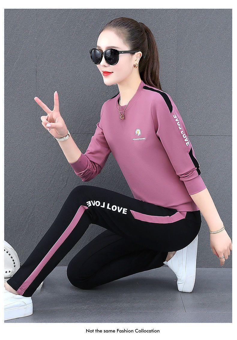 Product Introduction of Áo Len Nữ, Bộ Đồ Thể Thao, Bộ Sưu Tập Xuân Thu 2023, Bộ Đồ Mới, Dáng Rộng Vừa Vặn, Dài Tay, Phong Cách Hàn Quốc, Trang Phục Thường Ngày Cổ Tròn, Mỏng Vừa Vặn, Bộ Đồ Hai Mảnh Chạy Bộ Sport 8