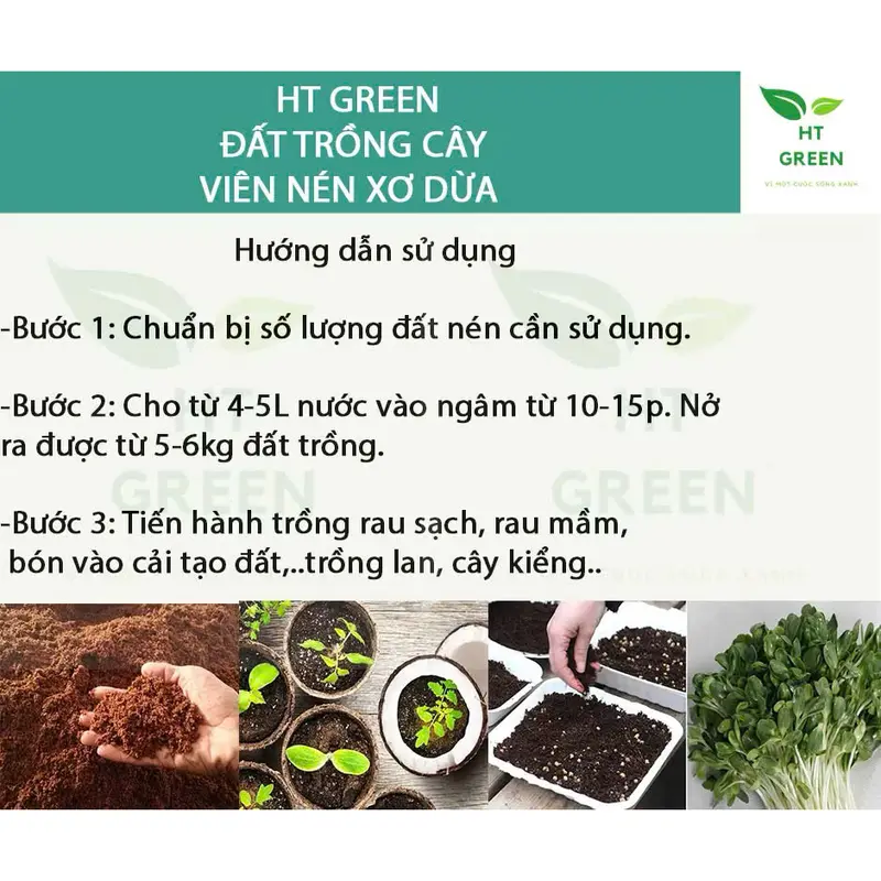(COMBO 5 Viên) Đất trồng cây nén dạng viên sơ dừa hữu cơ vi sinh dinh dưỡng 3