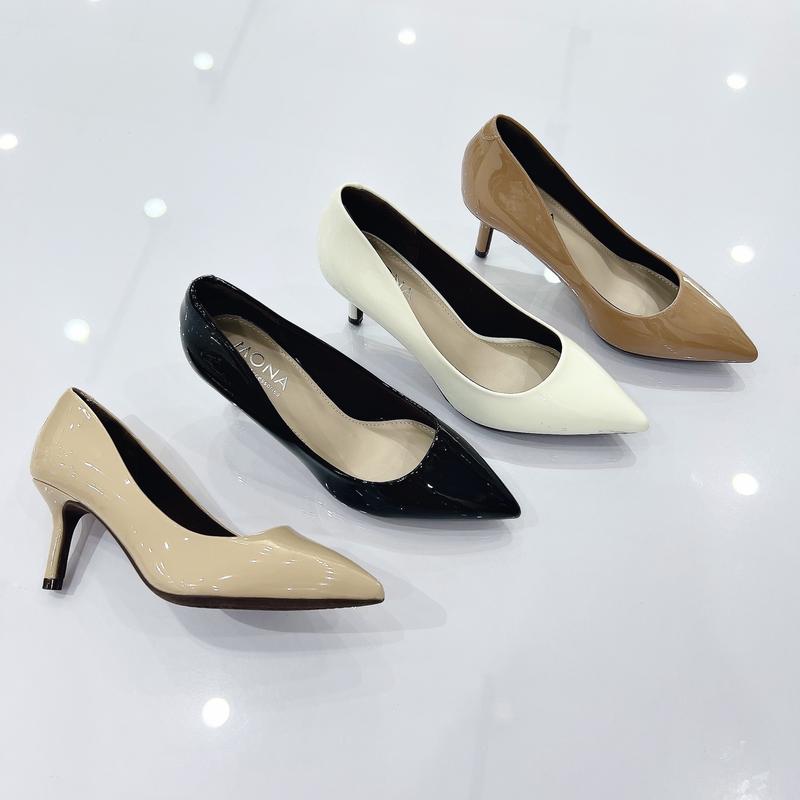 ISHOES - Giày Cao Gót Nữ  D1017 Cao 5CM Thời Trang Phủ Bóng MONA Mũi Nhọn Nhung Jean