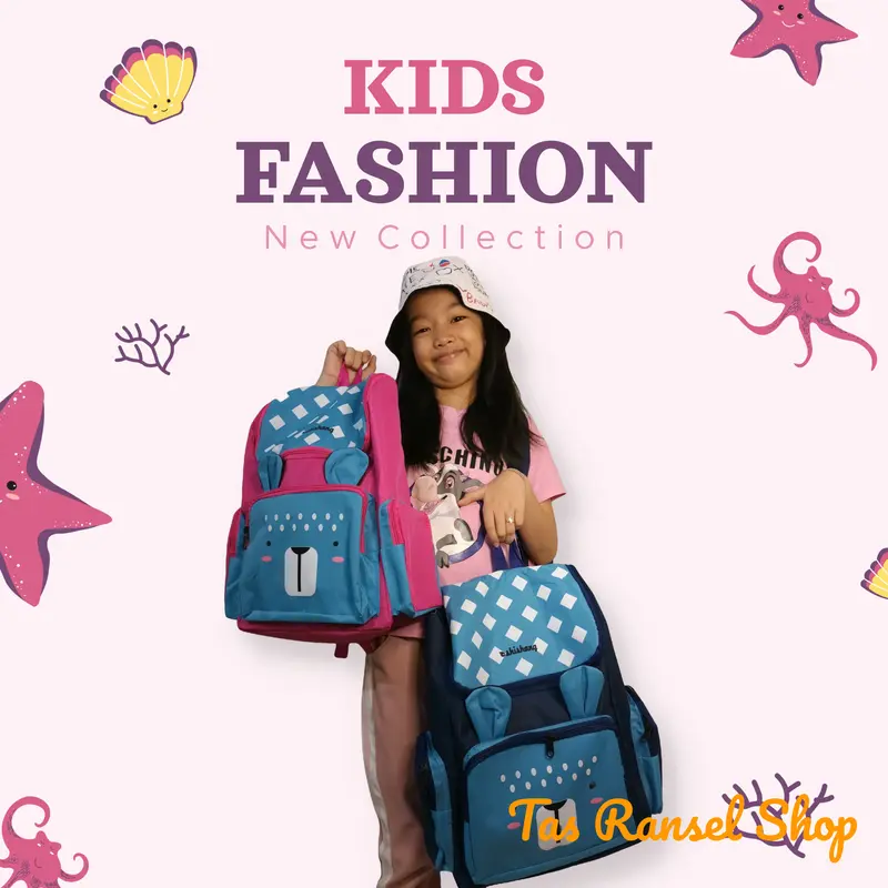 Tas Ransel Anak Tas Sekolah  Anak TK SD Motif Beruang Tas Punggung karakter kekinian Terbaru Fashion 1