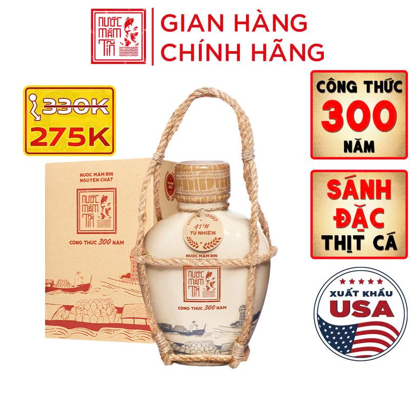 Nước mắm Tĩn nhãn xưa độ đạm 41N 500ml rin nguyên chất truyền thống sạch không chất bảo quản- TET