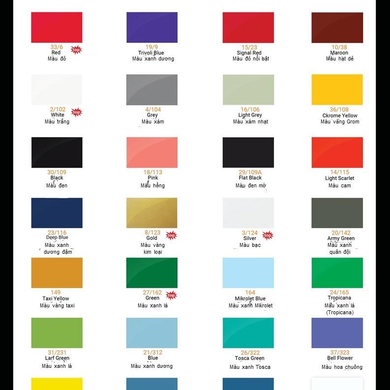 Sơn xịt Samurai đủ màu đen nhám, đen bóng, trắng, đỏ, xanh, vàng... sơn lót, phủ bóng chất lượng Nhật Bản sonxi  txemay