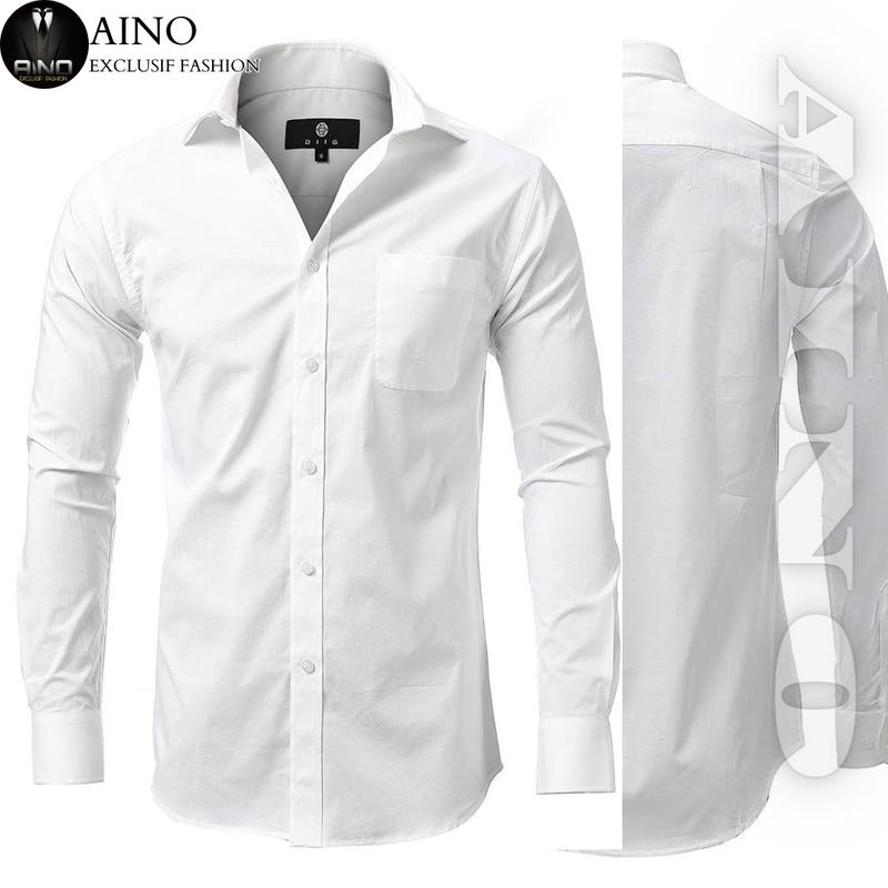 AINO.ID Kemeja Formal Pria Kemeja Kantoran Kemeja Kerja Slim Fit Lengan Panjang Kemeja Putih Kemeja Keren Nyaman 1