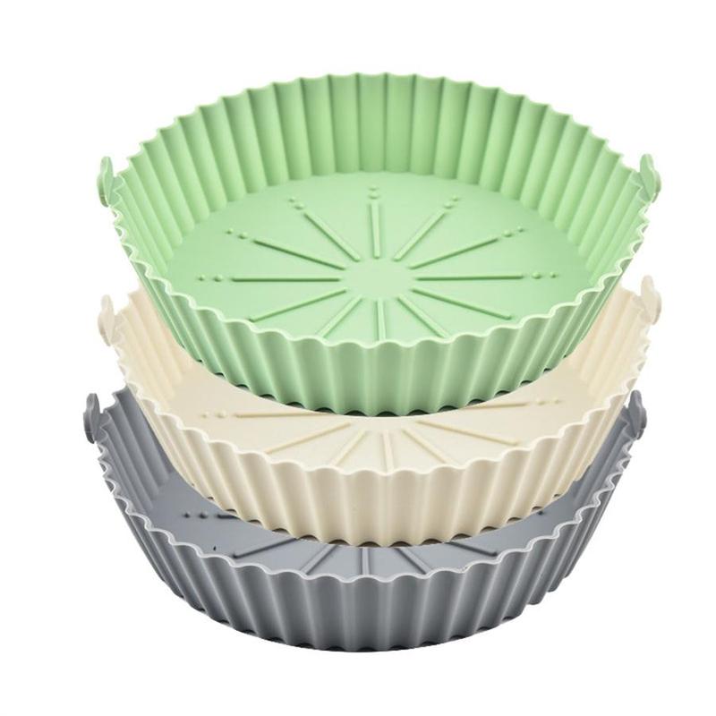 Silicone Air Fryer Liner, 3Counts/set Round Air Fryer Liner, Reusable Heat Resistant Oven Accessories, Easy to Clean, Suitable for Air Fryer, Kitchen Appliances, Food Safe Oven Accessories 0