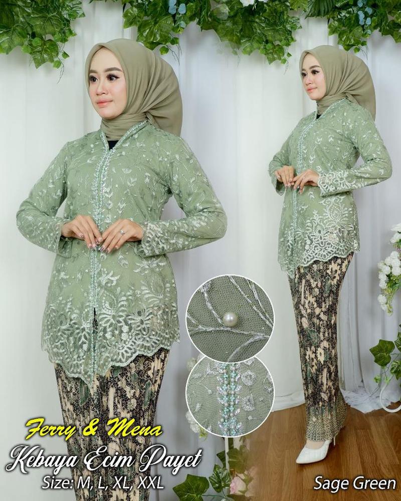 Product Introduction of Setelan Kebaya Wisuda | Kebaya Encim Payet Tile Mutiara | Kebaya Kondangan | Lamaran | Tunangan | Pager Ayu | Kebaya Sambut Besan | Kebaya Melayu | Kebaya Wanita | Kebaya Elegan 3