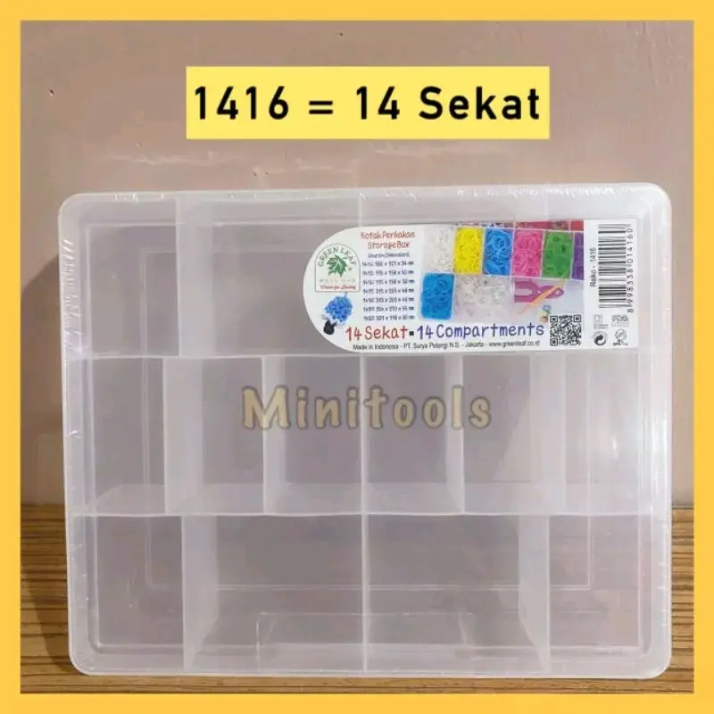 kotak perkakas green leaf 1416 / kotak obat Reiko 14 skat