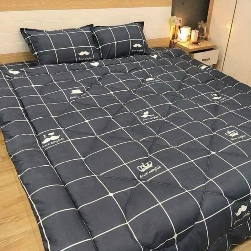 Chăn thu đông mền phao trần bông ấm áp cotton poly dùng được 2 mặt - kích thước 1m8*2m - mẫu mã đa dạng - [VỊT HỒNG] 6