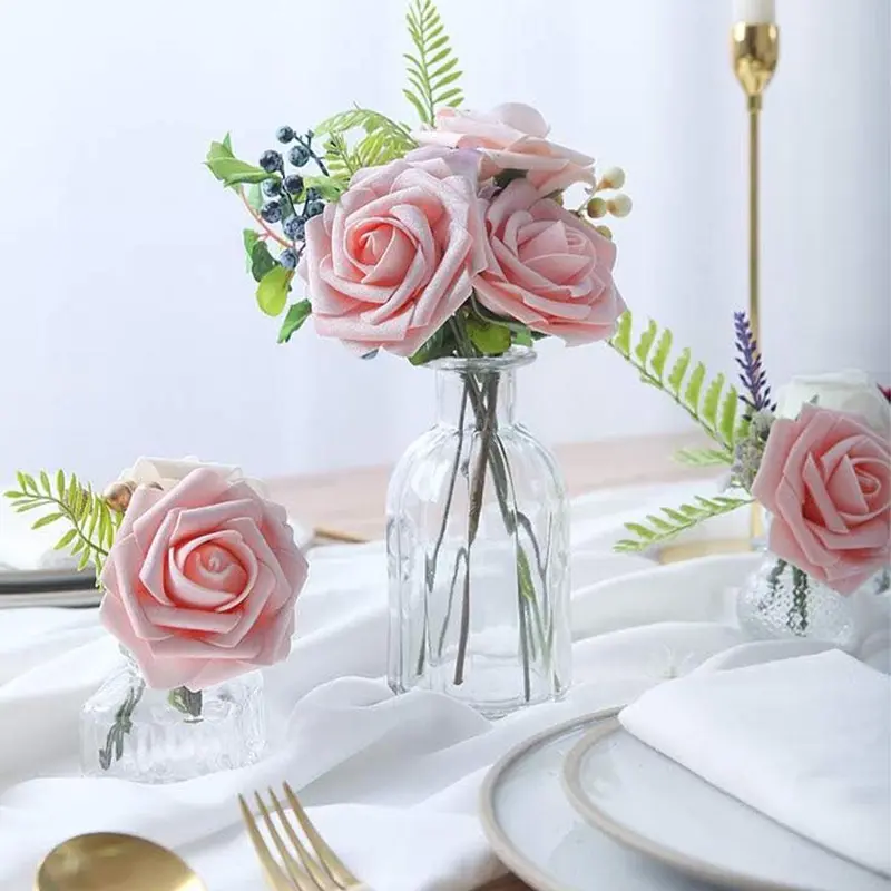 Artificial Rose Flower, 25pcs/set Faux Rose Flower with Stem, Fake Rose Flower for Wedding Bridal Bouquet, Home Decor, Party Decoration 5