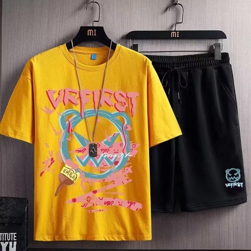 Product Introduction of Suits for Men Suits for Men 2024 New Summer Thin Handsome Clothes Sports Casual Wear Fashion Brand Suit Short T Shorts Two-Piece Set 11