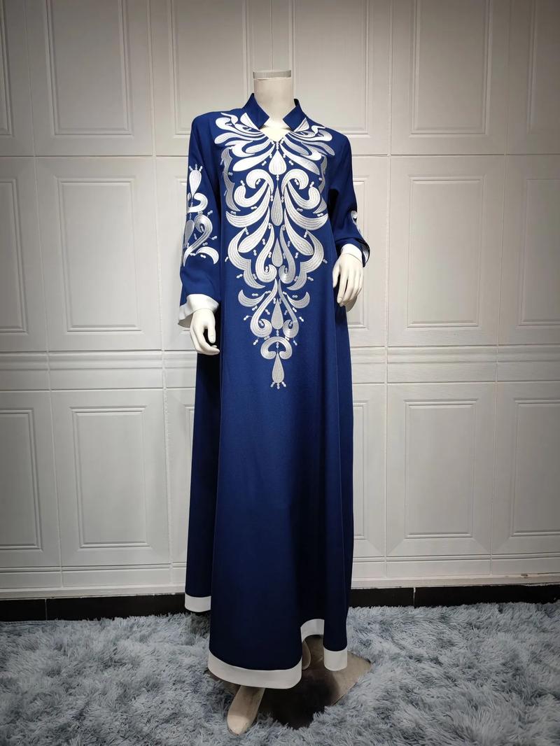 Product Introduction of Robe Muslim Abaya Dubai Embroidered Kebaya Dress Long Sleeve Gowns Moroccan Kaftan Islam Oman Qatar Ladies Dresses 21
