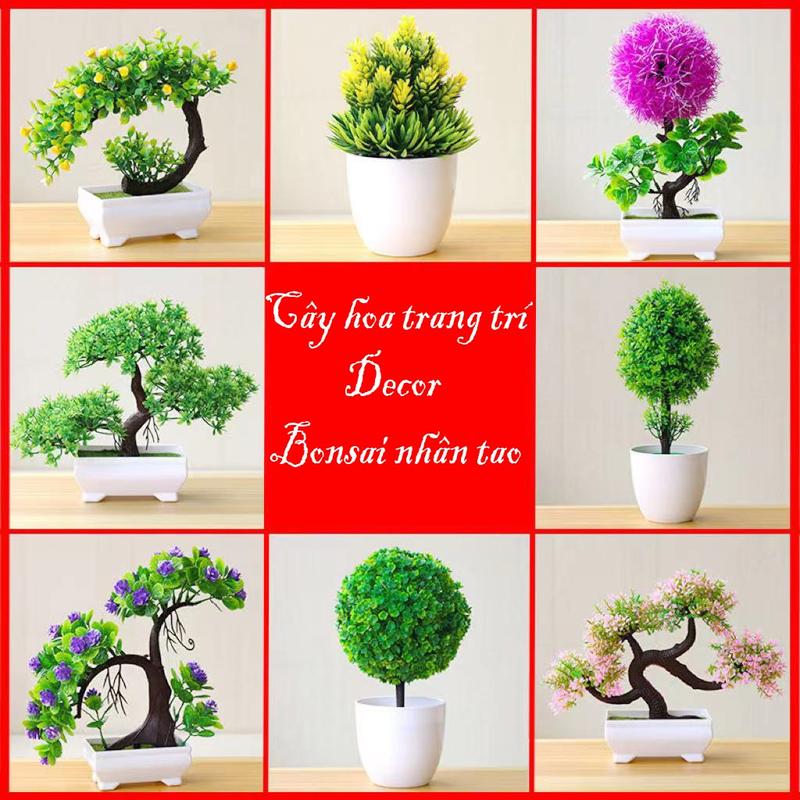 Chậu cây cảnh giả, chậu bonsai để bàn, decor phòng làm việc, phòng khách, bàn học, quà tặng, quà lưu niệm - Silicon