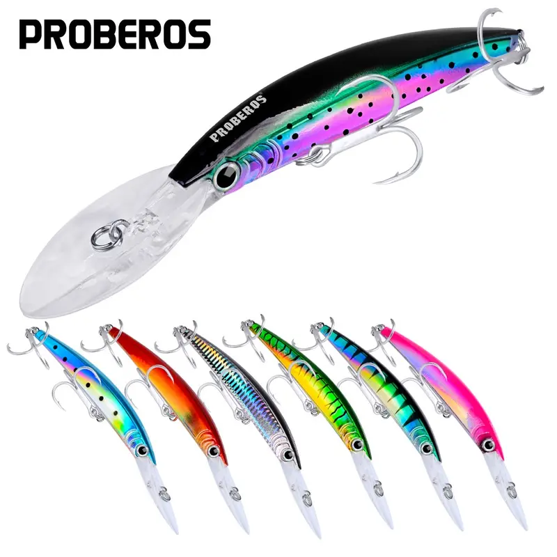 Proberos Umpan Pancing Ikan Minnow 17.5cm 27g Dengan Kail Treble 1/0 Lure Casting Umpan Floating 1