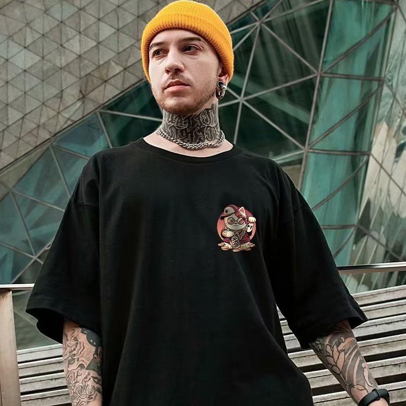 Áo Thun Nam Ngắn Tay, In Trắng Đen, Ngoại Cỡ M-4XL, [TEESHARKBUY] 1