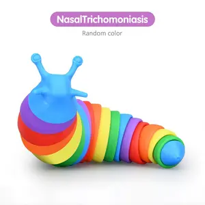 Salin Mainan Sensory Bayi Anak Fidget NasalTrichomoniasis Rainbow Slug Toys LED - Mainan Ulat Bulu Pelangi Meringkuk Pereda / Penghilang Stress Ada Lampu