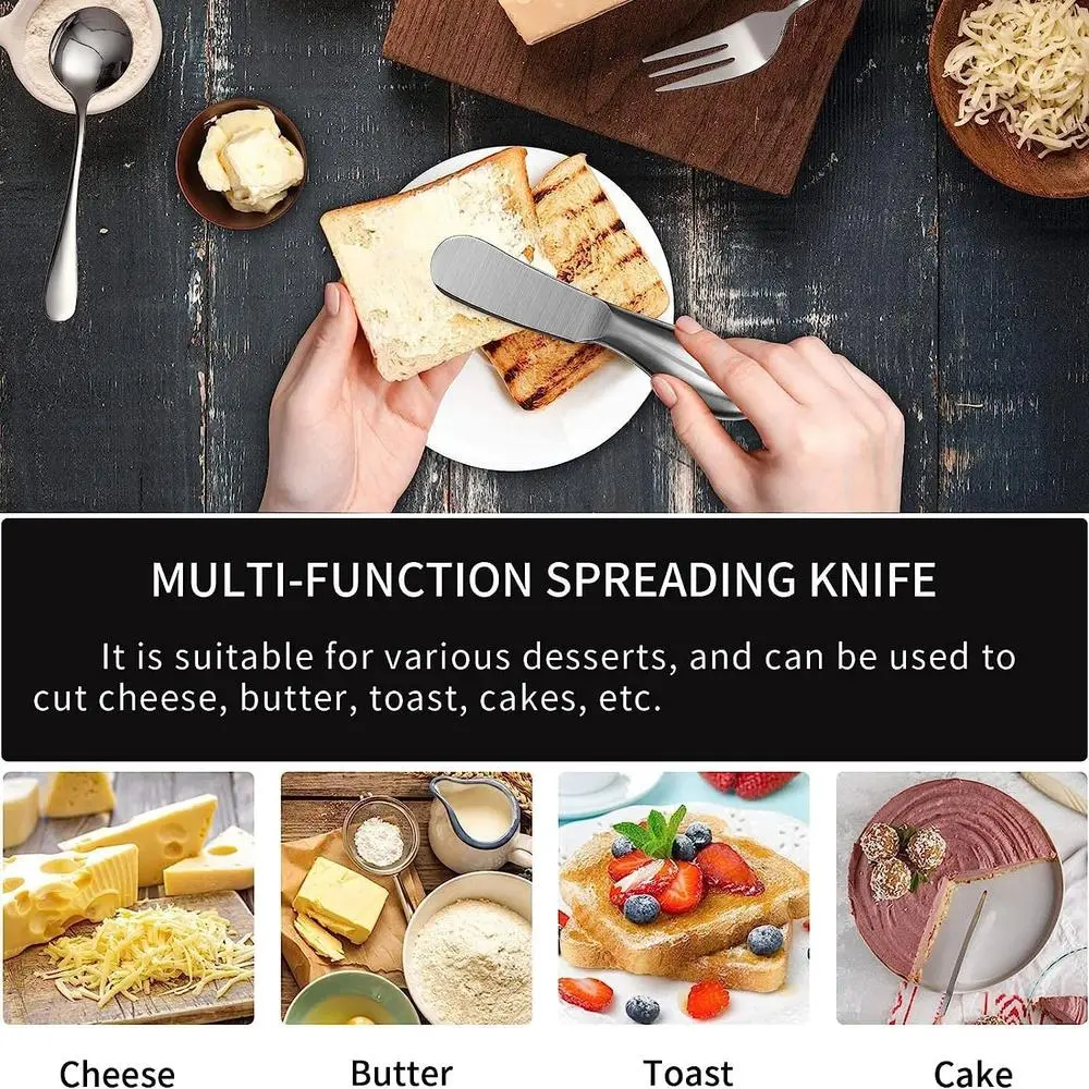 Ergonomic Stainless steel butter  Easy to clean Sharp Stainless steel Pizza hole cheese dessert jam  Cutlery creme  for Home kitchen Restaurants