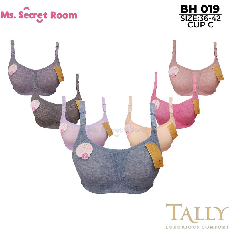 Tally Bra Bh 019 | Tanpa Kawat | Busa Tipis | Cup C | Full Cup | Size 36-42 | Kait 3 | Bahan Katun Halus 0
