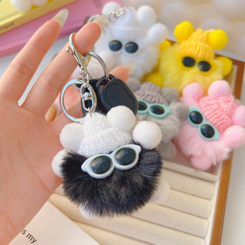 Product Introduction of Cartoon Rex Rabbit Pendant Keychain Korean Cute Plush Pompons Keyring Fashion Bag Key Pendant for Women Girl Deco Gift 20