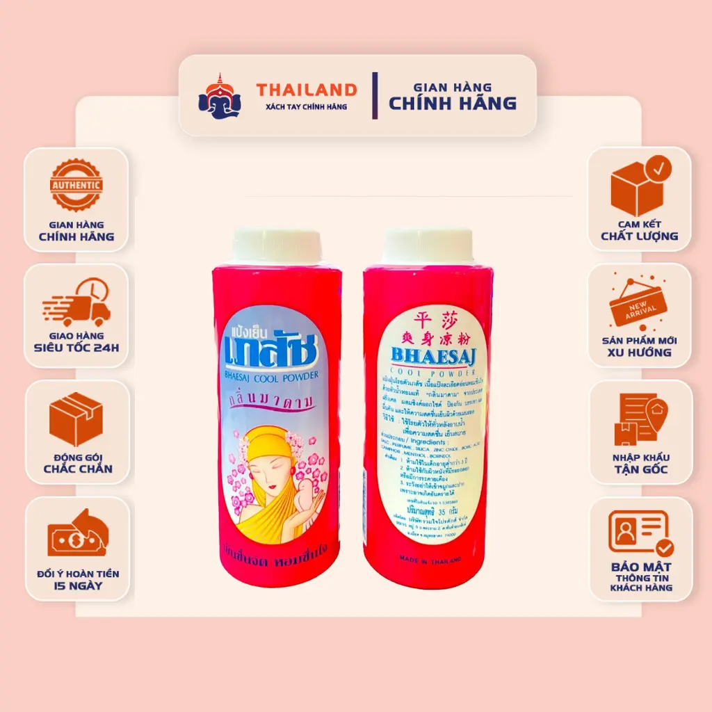 [CHÍNH HÃNG] MINI SIZE - Phấn Lạnh Bồ Câu 35g Bhaesaj Cooling Powder Thái Lan