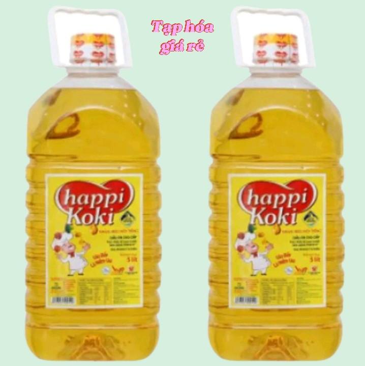 Combo 2 can dầu ăn happy koki tổng 10 lít dầu  không mỡ