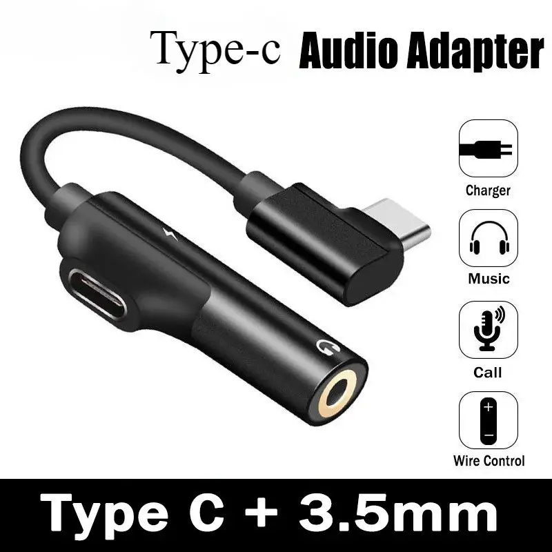 Universal 2 in 1 USB type C to 3.5mm headphone jack adapter portable cable converter charge data cable port converter elfly