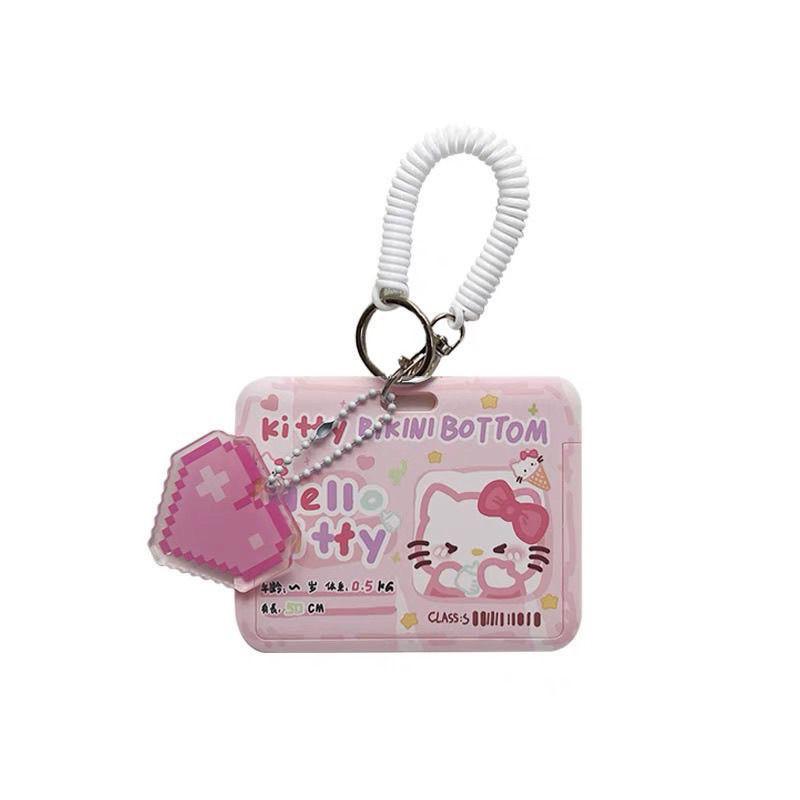 Chủ Thẻ Hello Kitty, Bìa Thẻ Ăn Uống Trong Khuôn Viên Trường Học Sinh, Hộp Đựng Thẻ Làm Việc Văn Phòng, Có Mặt Dây Chuyền, Thích Hợp Cho Bé Gái 4