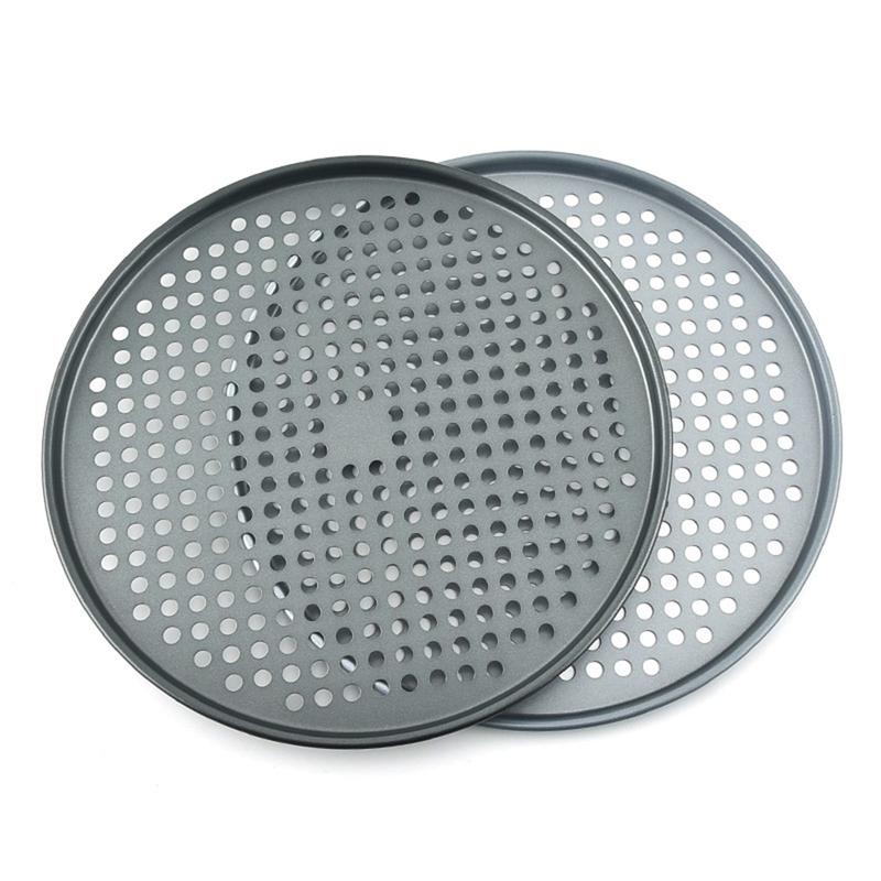 Pizza Pan Pizza Baking Plates Non-stick Bakeware Pie Pan Crisper Tray with Hole Round Professional Stainless Steel Plate Kitchen Pasta Utensils Oven 3
