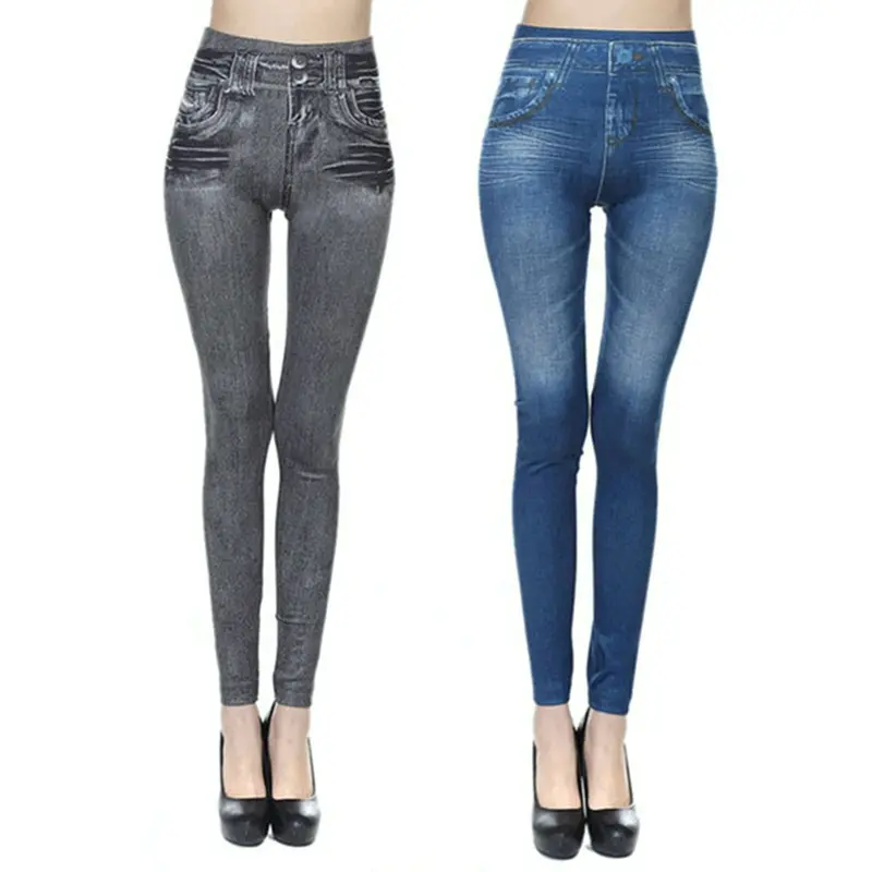 Quần Co Giãn Cho Nữ, Quần Jean Giả Polyester Dài Đến Mắt Cá Chân, Thoải Mái, Cho Gia Đình 3