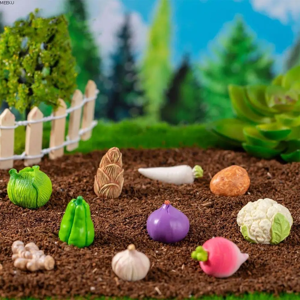 Festive Supplies Cute Vegetable Figurines Miniatures Mini Resin Crafts Simulation Vegetable Basket Handicrafts DIY Vegetable Model Desk Decoration Accessories