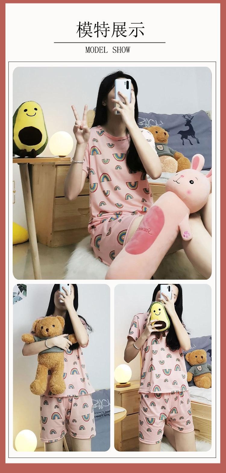 Product Introduction of Bộ Đồ Ngủ ngắn Tay Hàng Mới Về, Dành Cho Nữ, Mỏng Và Thoáng Khí, Thích Hợp Cho Mùa Hè, Áo Chui Đầu Cổ Tròn, Phong Cách Ngọt Ngào Và Dễ Thương, Thích Hợp Cho Các Cô Gái, Bộ Đồ Mặc Nhà 12