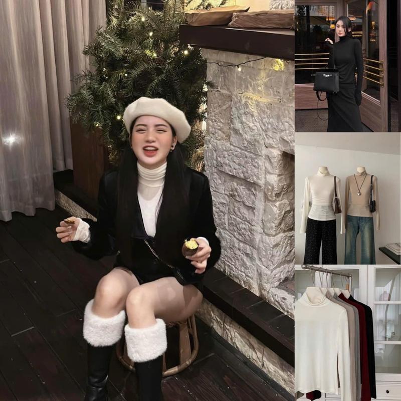   Bigsize 55-100kg  Áo len giấy cổ lọ đổ chất đẹp mềm mịn co giãn ôm body giữ nhiệt 